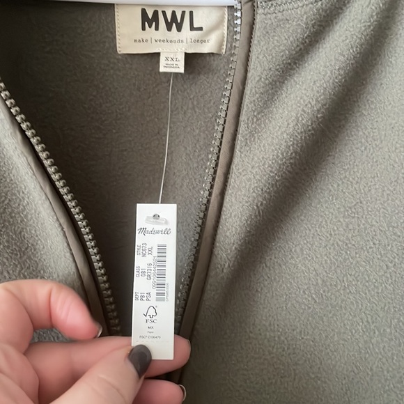 NWT Madewell MWL Betterfleece Zip Quilted-Pocket Jacket - Picture 6 of 6